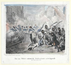 The K. K. Military Storm the Sternbarricade in the Jaegerzeile on 28th October 1848 by Artist Unknown