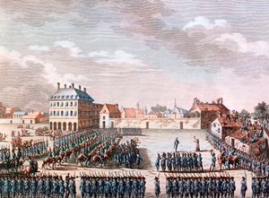 War of Vendee: shooting of Francois Athanase De Charette de la Contrie, General in Chief of the Vendean Armies, March 29