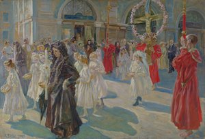 Procession of Corpus Christi in Piazza Grande in Trieste, 1908