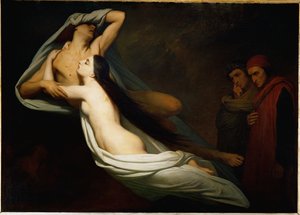 The Shadows of Francesca da Rimini and Paolo Malatesta Appear to Dante and Virgil by Ary Scheffer