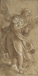 A Standing Angel and Two Cherubs by Ascribed to Federico Zuccaro.