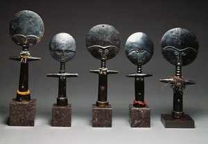 A group of Ashanti dolls, Akua