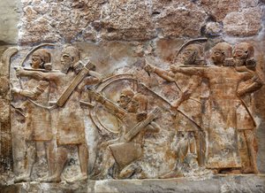 Assyrian Army Archers Conquering a Fortified City, relief from Nimrud by Assyrian