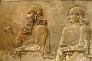 Detail of Sargon II and guard, relief from King Sargon