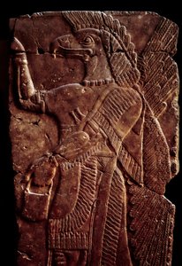 Oriental Antiquities: Detail of an Alabaster Relief Representing a Protective Genie with a Man