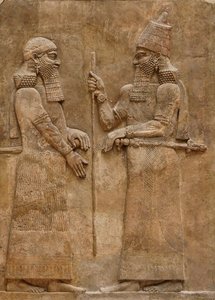 Sargon II and dignitary, relief from King Sargon