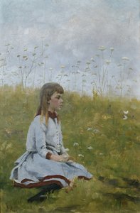 Girl in a Flower Meadow, c.1885 by Asta Nørregaard
