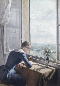 Woman Reading by an Open Window