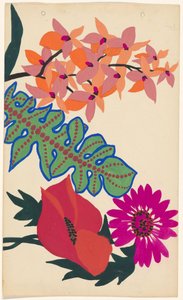 Design for Embroidery of Leaves and Flowers