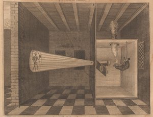 Magic lantern showing Death from Ars Magna Lucis, 1671 by Athanasius Kircher