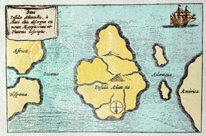 Map of the legendary island of Atlantis - from the Mundus Subterraneus of Athanasius Kircher by Athanasius Kircher