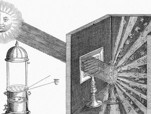 Refraction and scattering of the sunlight by Athanasius Kircher