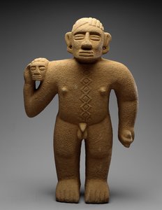 Standing Warrior with Trophy Head, Costa Rica, Late Period V - Early Period VI, 700-1000 by Atlantic Watershed Culture Atlantic Watershed Culture