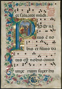 Leaf from a Gradual: Initial P with the Nativity by Attavante degli Attavanti