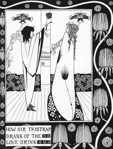 Arthurian Legend: Tristan Drinking the Love Philtre (Engraving in The Story of Tristan and His Adventures, Including His Love Story with Isolde, from Sir Thomas Malory, Edition Illustrated by Aubrey Beardsley, 1893-1894) by Aubrey Beardsley