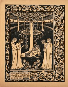 How Four Queens Found Lancelot Sleeping. Illustration to the Book Le Morte d