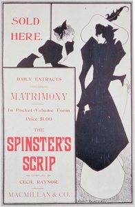 Poster advertising The Spinsters Scrip, as compiled by Cecil Raynor, published by Macmillan & Co.