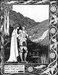 Sir Launcelot and the Witch Hellawes (Illustration by Aubrey Beardsley from Thomas Malory