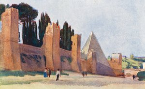 Rome: Aurelian Wall with Pyramid of Caius Cestius