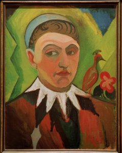 Clown, Caricatured Self-Portrait by August Macke