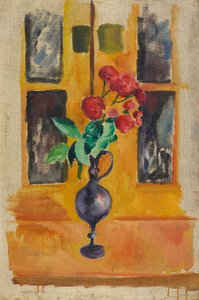 Japanese Roses in Blue Glass by August Macke