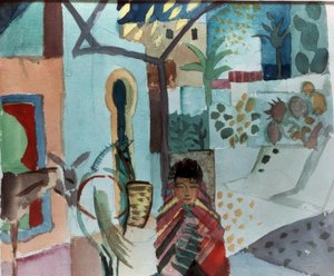 Girl with Horse and Donkey by August Macke