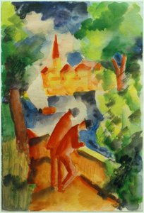 Men on the Terrace by the Lake by August Macke