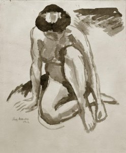Seated Nude, Leaning Forward by August Macke