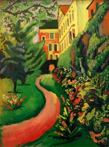 Our Garden with Blooming Borders by August Macke