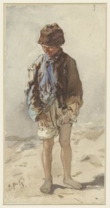 Hungarian Boy, Standing and Facing Forward, Barefoot and Wearing a Fur Hat
