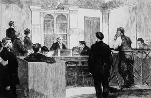 Bow Street Police Court Hall in London in 1884