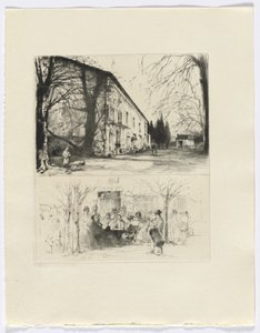 Frédéric Mistral: Memoirs and Stories by Frédéric Mistral: street scene/ people at outdoor table (insert after p. 24) DUPLICATE by Auguste Brouet