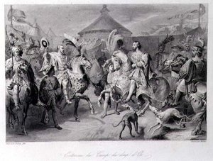 The Meeting on the Field of the Cloth of Gold, 24th June 1520, engraved by Millin by Auguste Hyacinthe (after) Debay