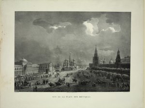 Upper Trading Rows at the Red Square in Moscow, c. 1830 by Auguste Jean Baptiste Antoine Cadolle