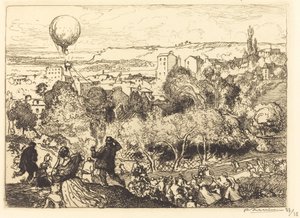 The Falling Balloon, in Pre-Saint-Gervais by Auguste Lepere