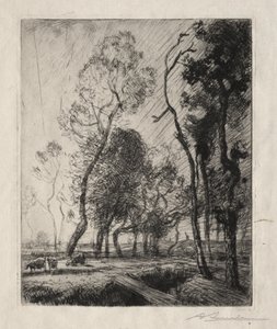 Sunset Behind the Trees by Auguste Louis Lepère
