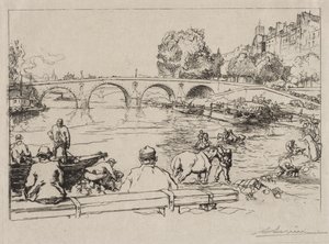 The Watering Place at Pont Marie by Auguste Louis Lepère