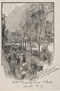 The Boulevards, near the Porte St. Denis by Auguste Louis Lepère