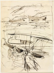 Planes Resting on the Ground (verso) by Auguste Louis Lepère