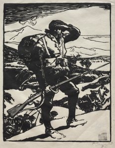 Alpine Hunter Looking at the Rhine Plain by Auguste Louis Lepère