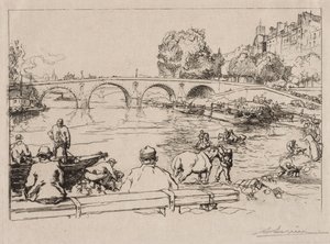 The Watering Place at Pont Marie by Auguste Louis Lepère