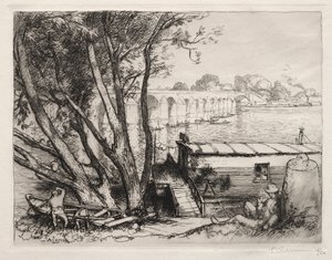 The Bridge of Poissy (1917) by Auguste Louis Lepère