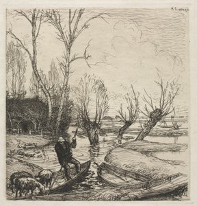 Man in a Boat with Three Sheep by Auguste Louis Lepère