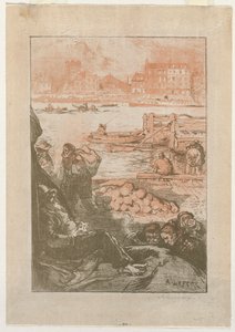 Peasants by a Dock, Paris by Auguste Louis Lepère