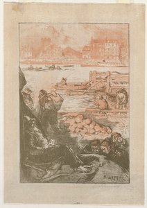 Peasants by a Dock, Paris by Auguste Louis Lepère