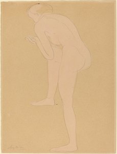 Figure Bending Forward with Right Knee Raised by Auguste Rodin