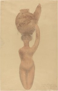 Nude Woman Carrying Vase on Head by Auguste Rodin