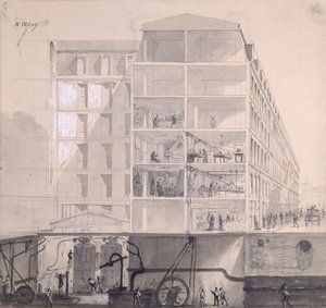 Cross-section of workers housing in the XIth Arrondissement in Paris by Auguste Victor Deroy