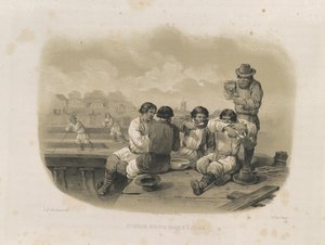 Builders on a boat From: The Construction of the Saint Isaacs Cathedral, 1845