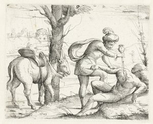 The Good Samaritan (Concordance of the Old and New Testament) by Augustin Hirschvogel